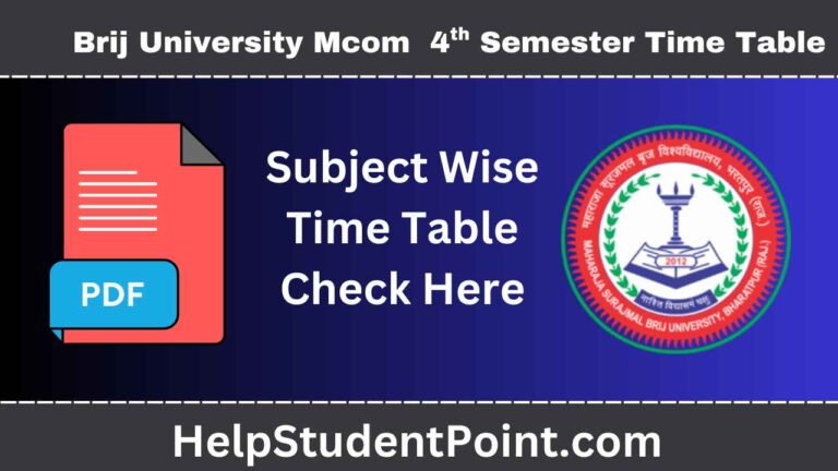 MSBU Mcom 4th Semester Time Table