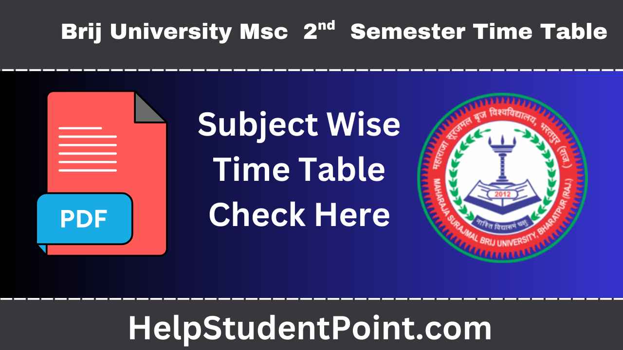 MSBU Msc 2nd Semester Time Table