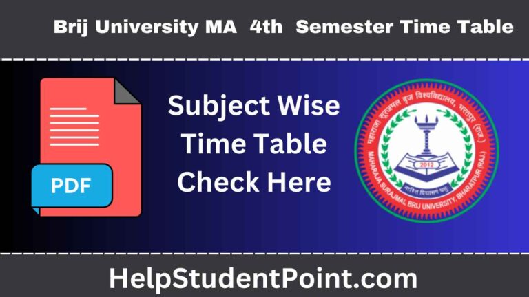 MSBU MA 4th Semester Time Table