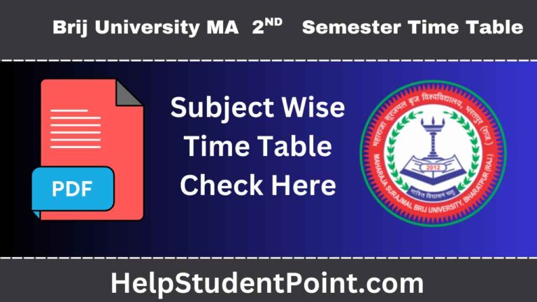 MSBU MA 2nd Semester Time Table