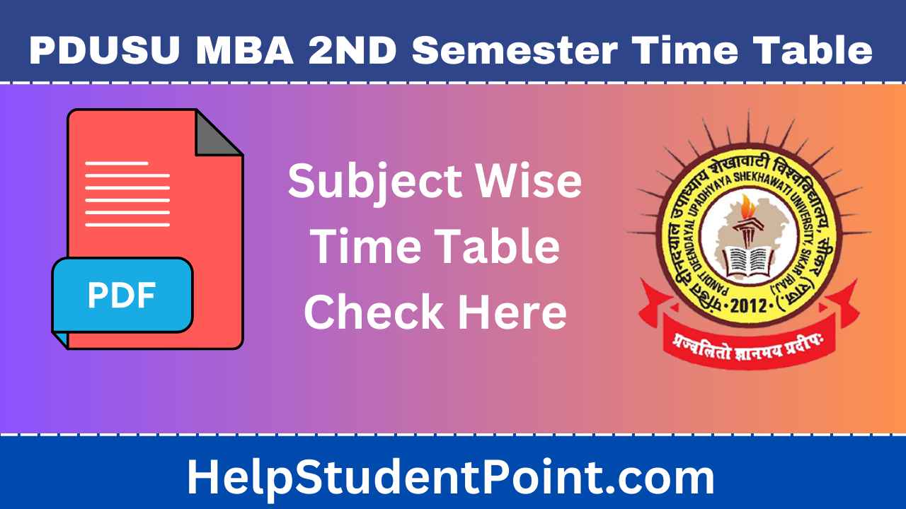 Shekhawati University MBA 2nd Semester Time Table