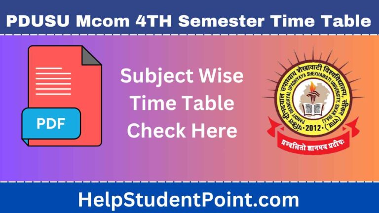 Shekhawati University Mcom 4th Semester Time Table