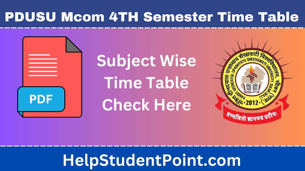 Shekhawati University Mcom 4th Semester Time Table