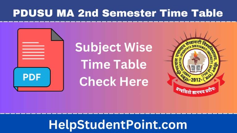 Shekhawati University MA 2nd Semester Time Table