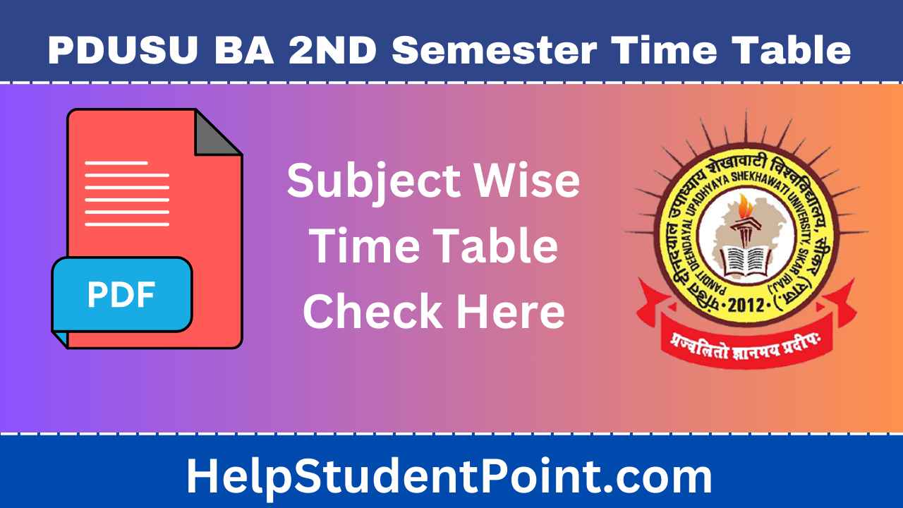 Shekhawati University BA 2nd Semester Time Table
