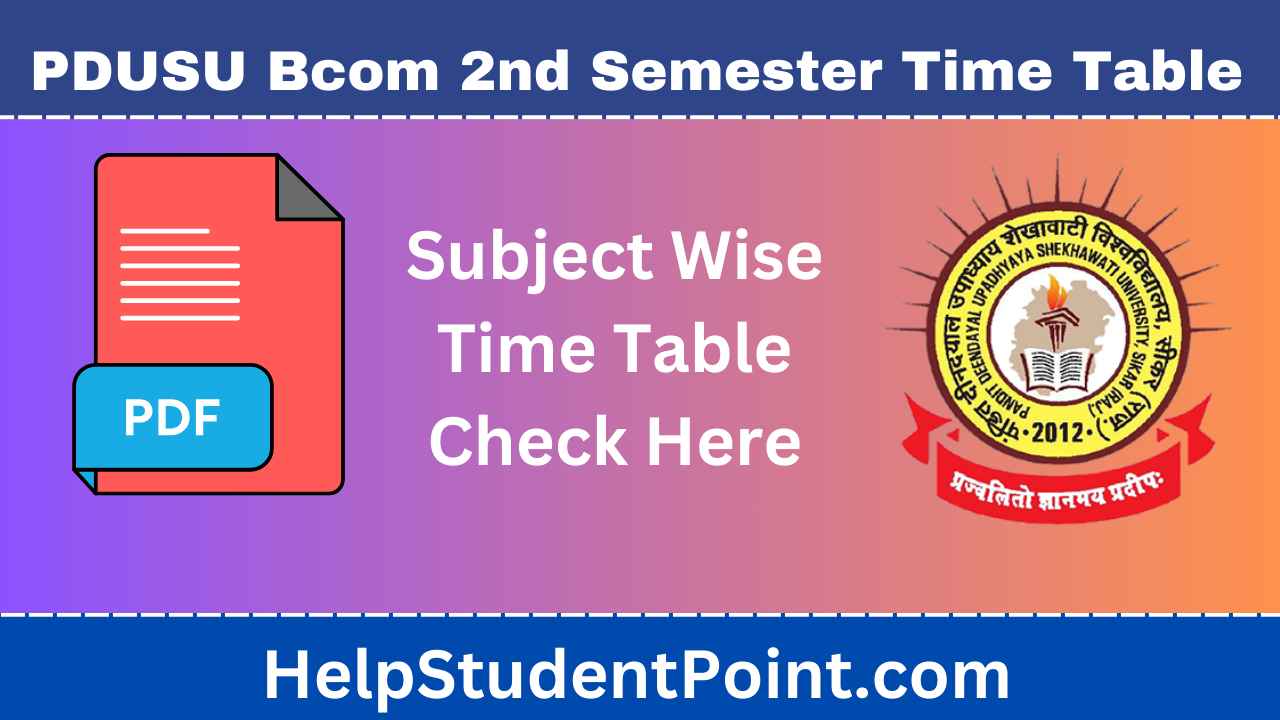 Shekhawati University Bcom 2nd Semester Time Table