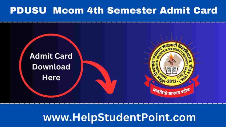 PDUSU Mcom 4th Semester Admit Card 2025