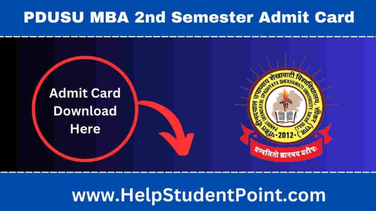 PDUSU MBA 2nd Semester Admit Card 2025
