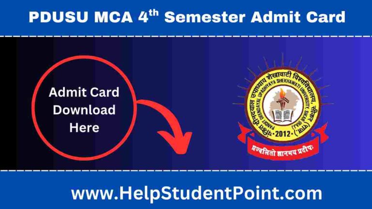 PDUSU MCA 4th Semester Admit Card 2025
