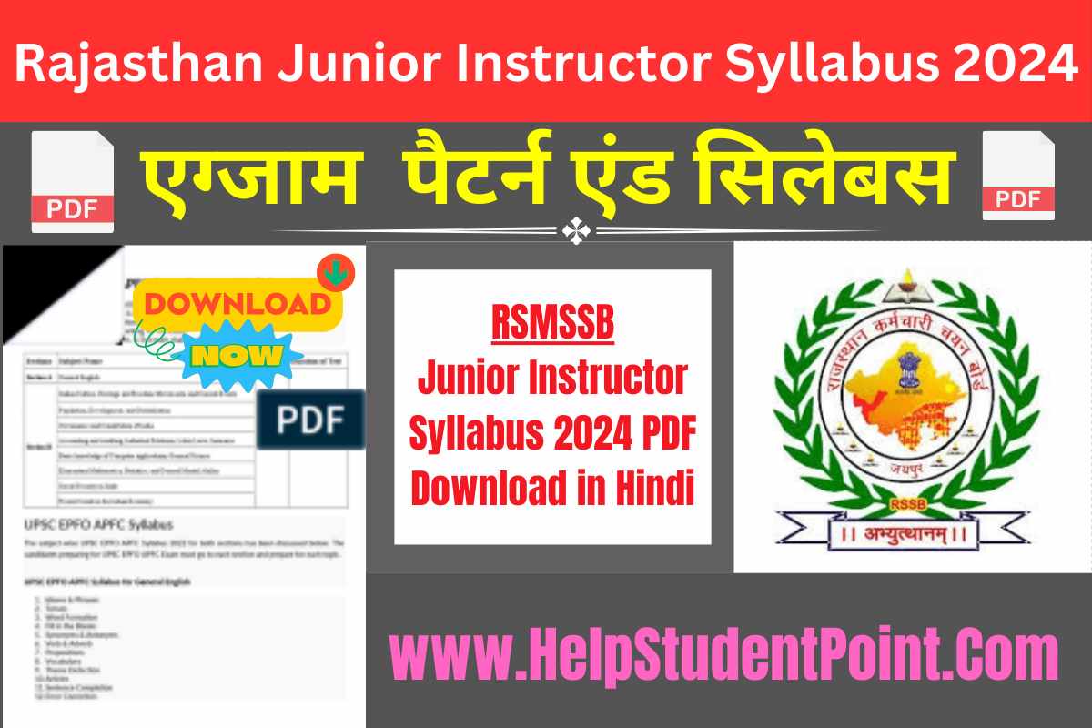 Rajasthan Junior Instructor Syllabus 2024
