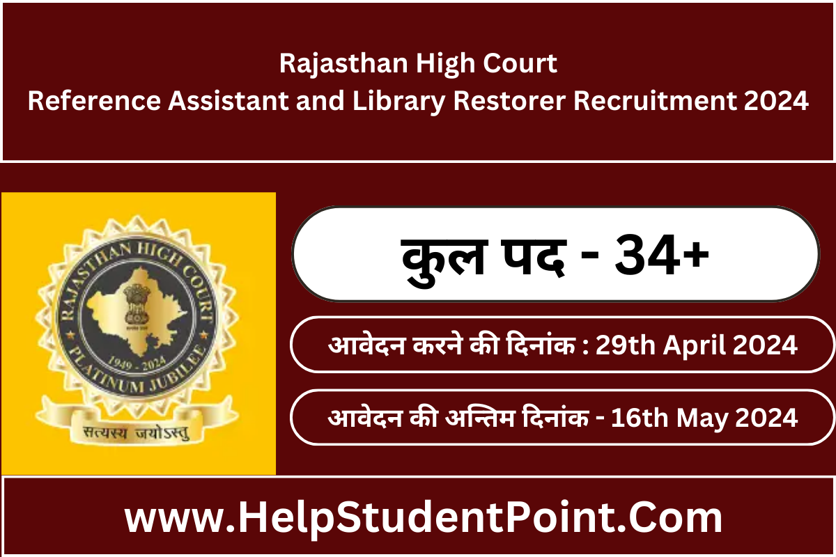 Rajasthan High Court Reference Assistant and Library Restorer Recruitment 2024
