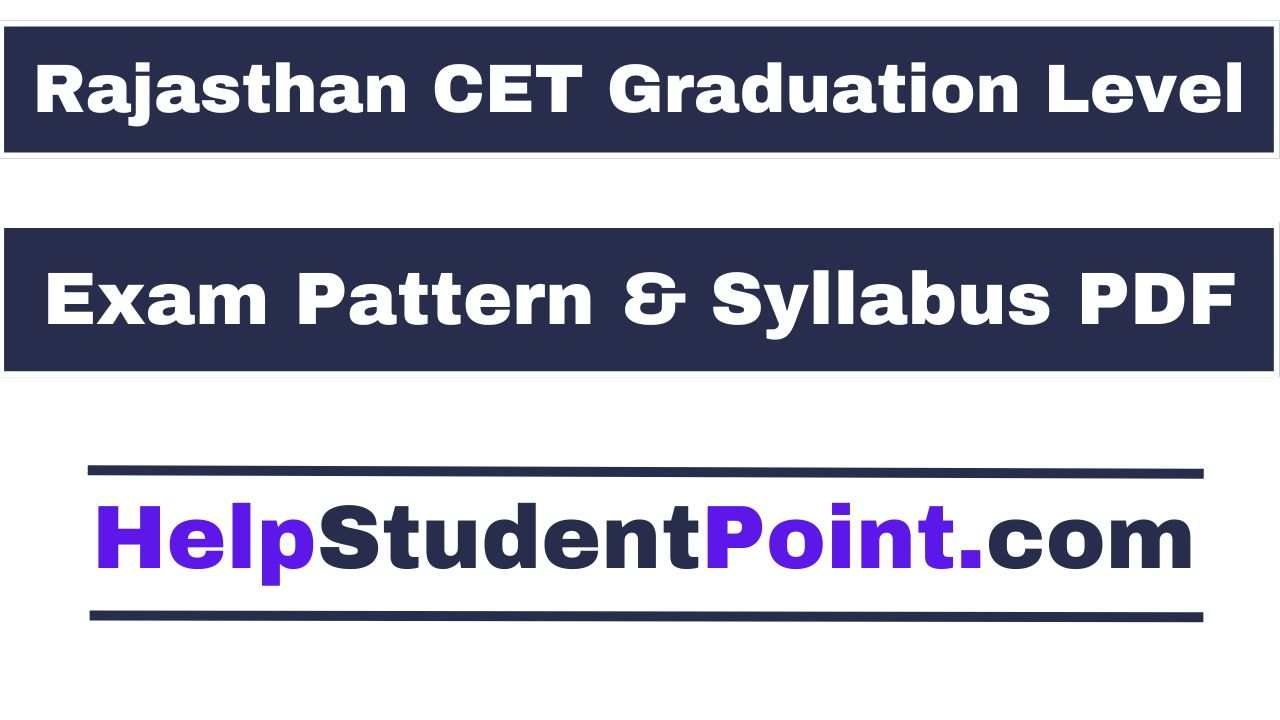 Rajasthan CET Graduation Level Syllabus 2026