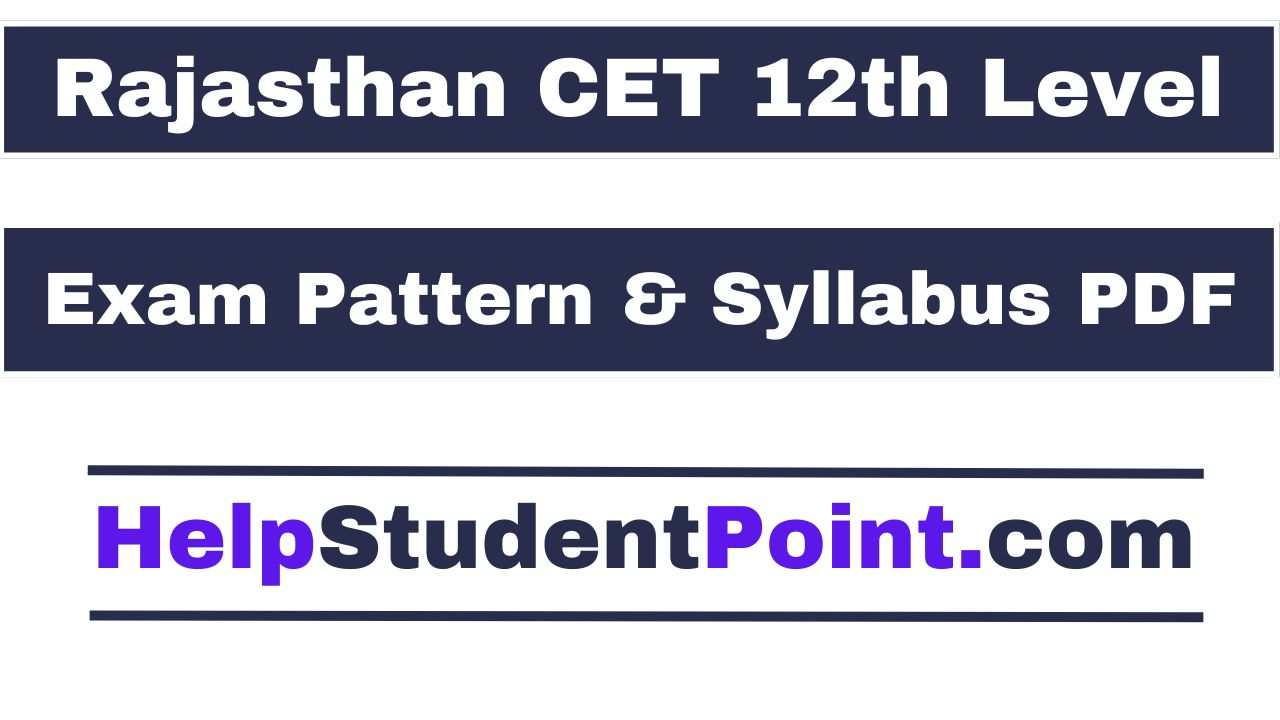 Rajasthan CET 12th Level Syllabus 2026 Download Here