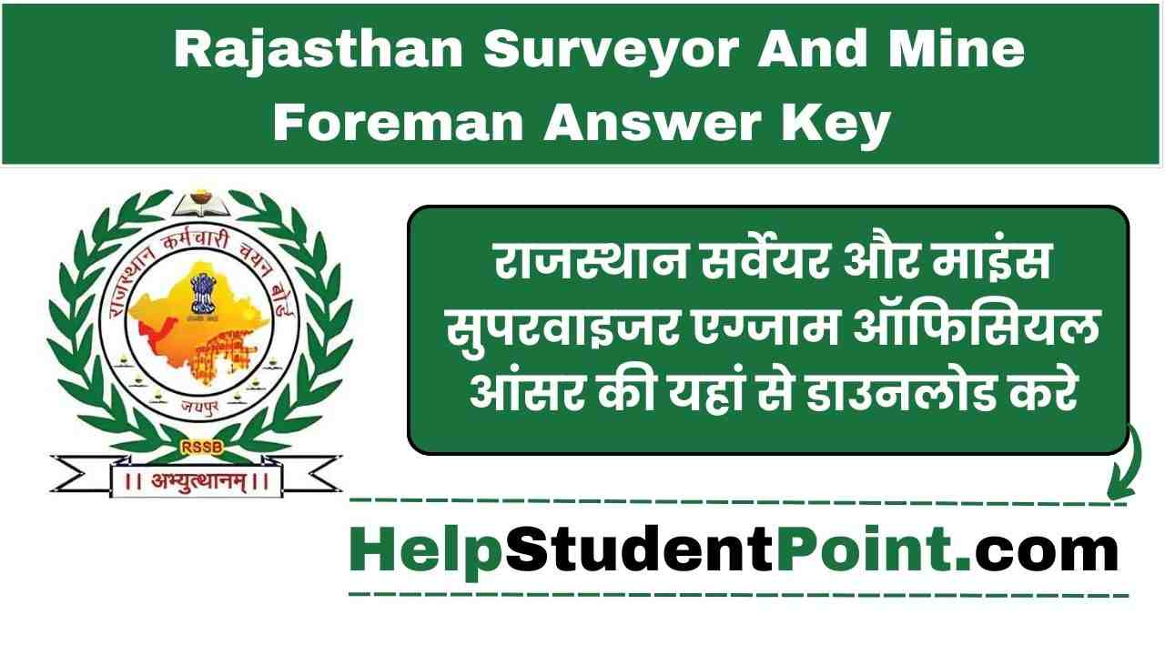 Rajasthan Surveyor And Mine Foreman Result 2025
