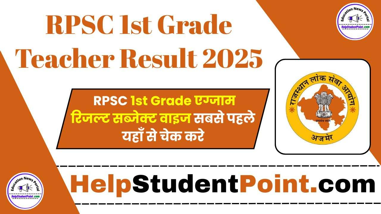 RPSC 1st Grade Teacher Result 2025