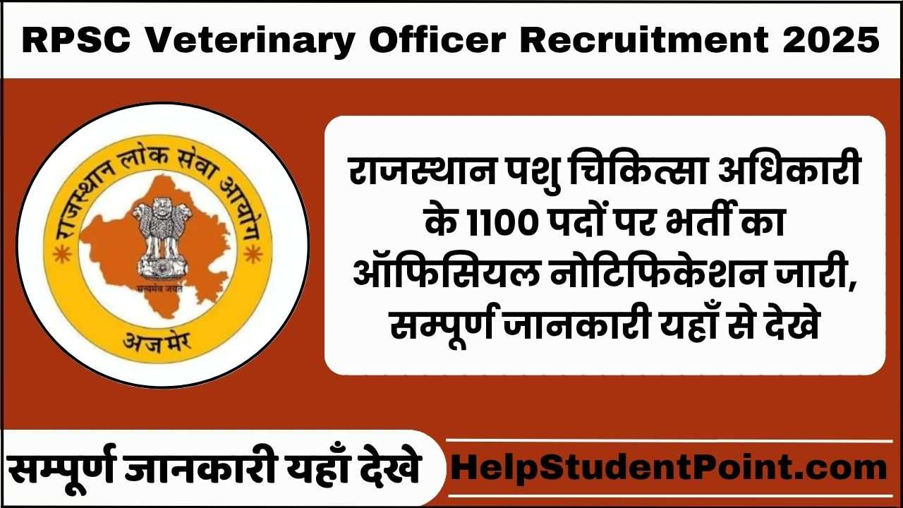 RPSC Veterinary Officer Recruitment 2025