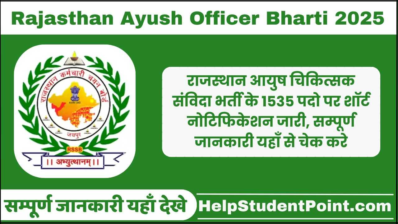 Rajasthan Ayush Officer Bharti 2025