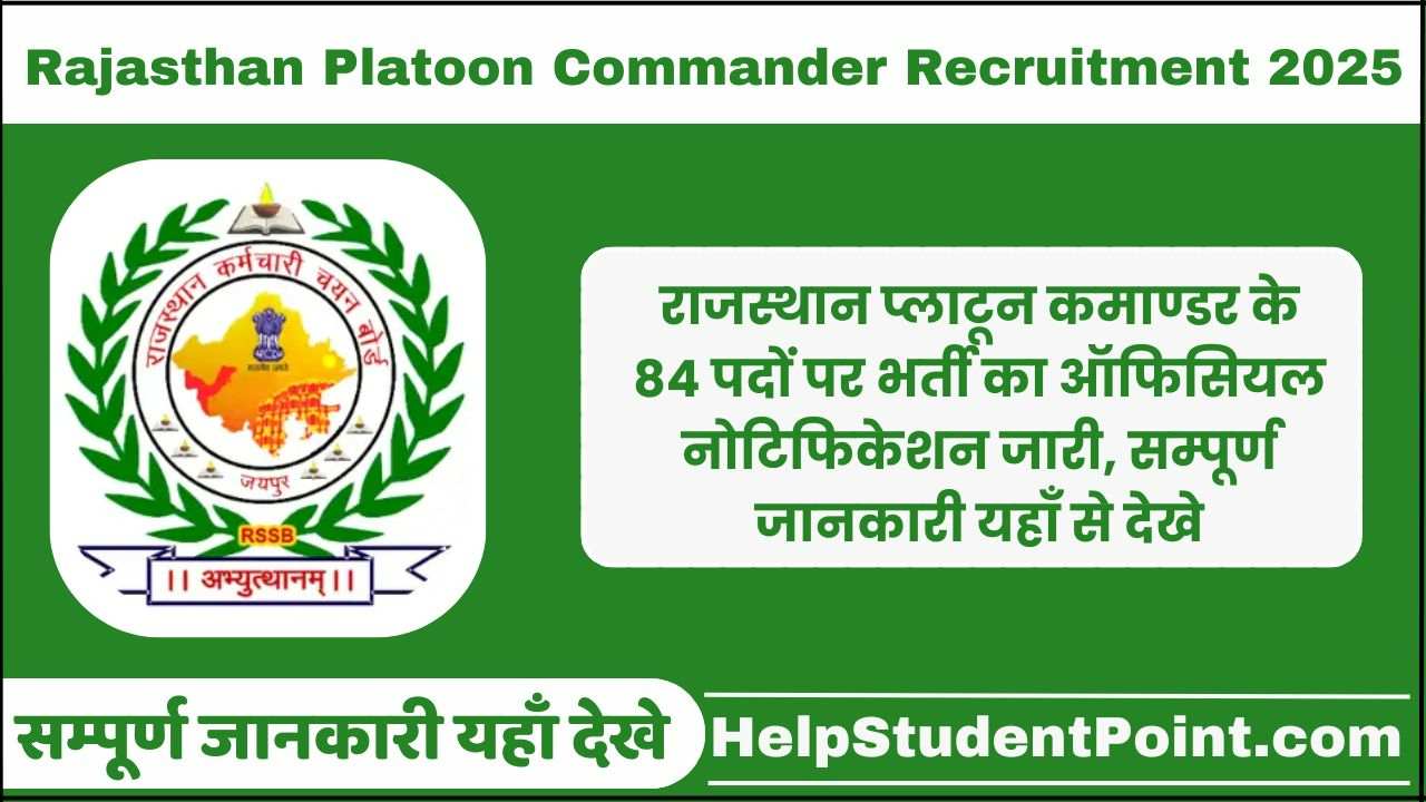 Rajasthan Platoon Commander Recruitment 2025