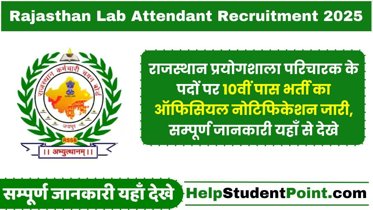 Rajasthan Lab Attendant Recruitment 2025