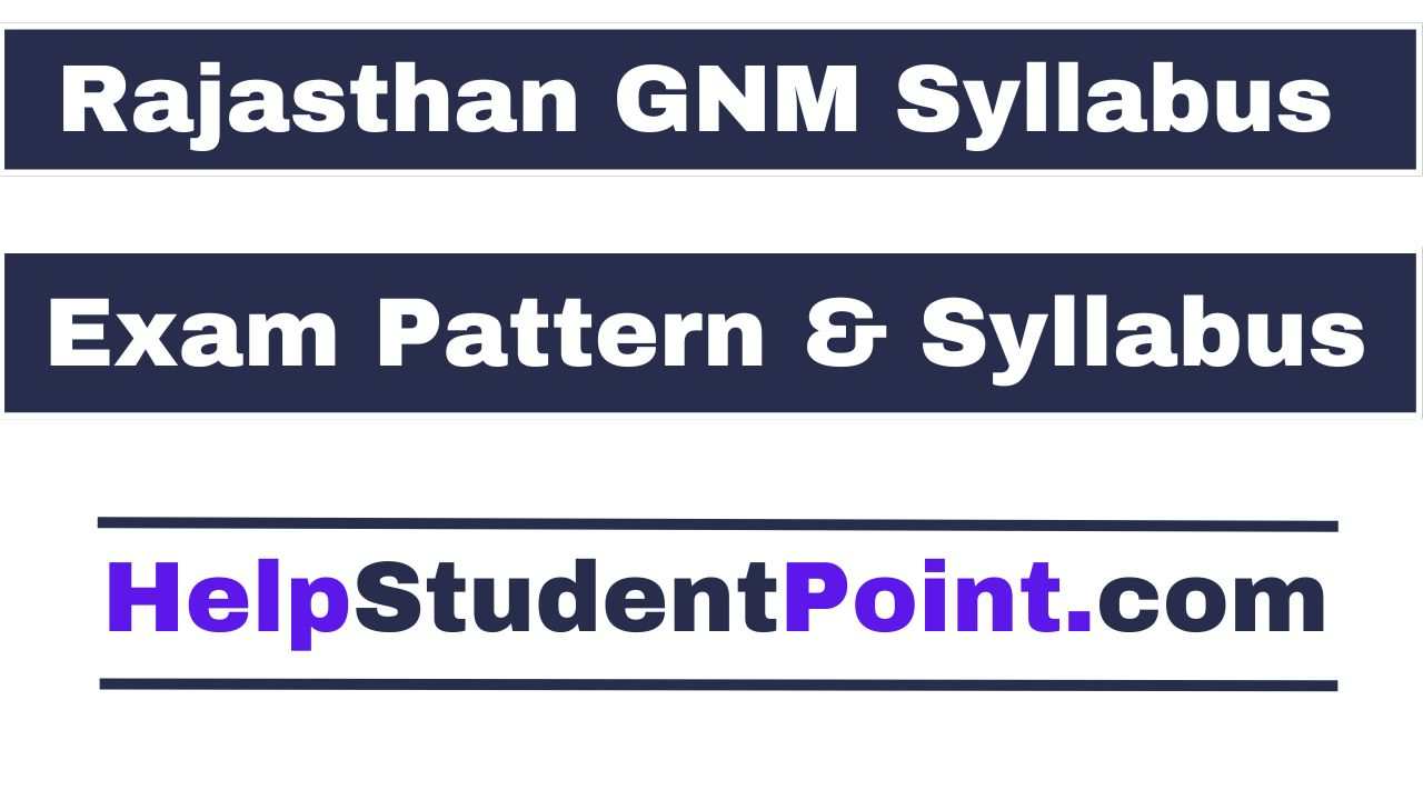 Rajasthan GNM Bharti Syllabus 2025