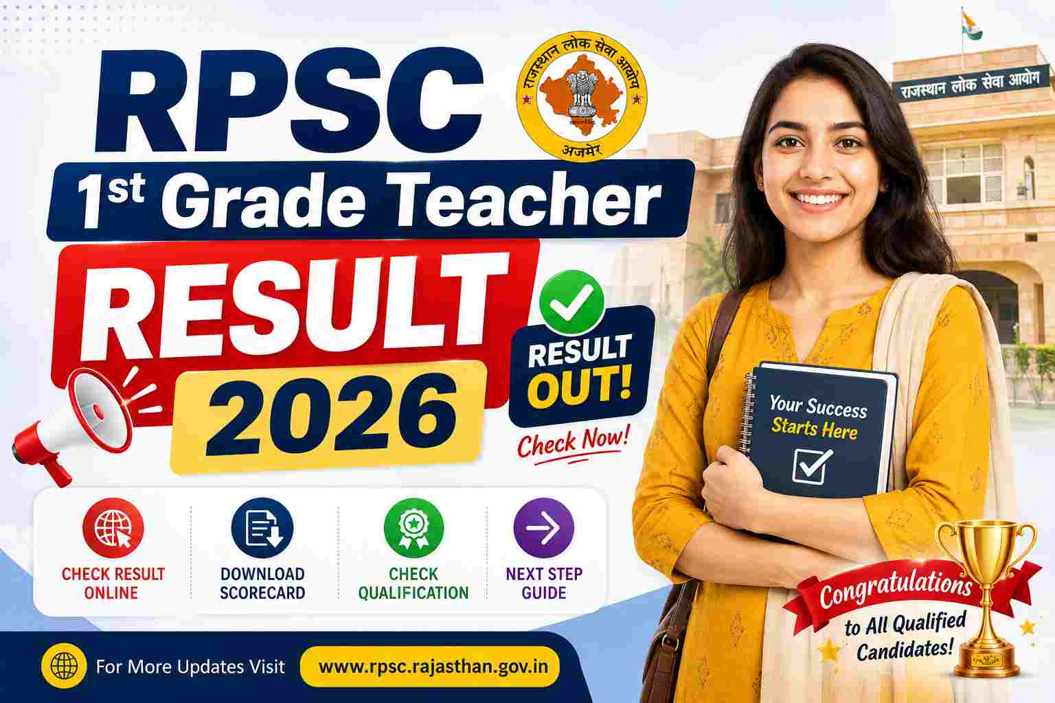 RPSC 1st Grade Teacher Result 2026