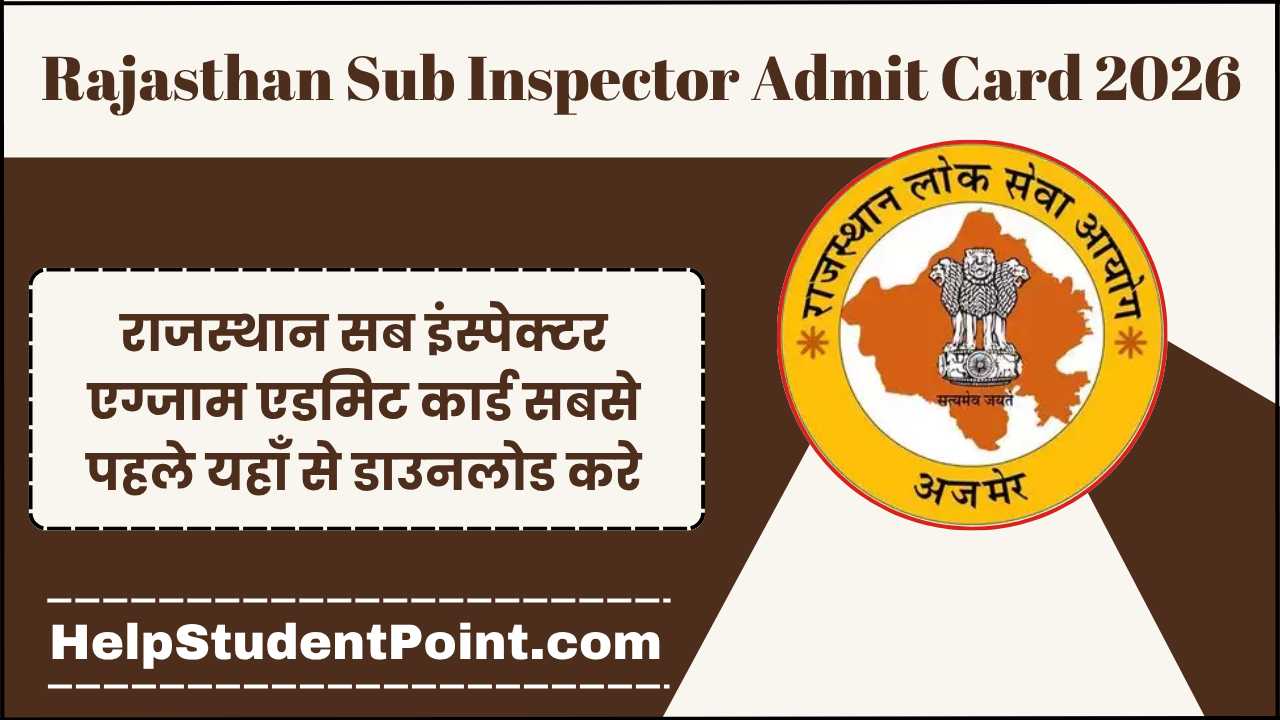 Rajasthan Sub Inspector Admit Card 2026