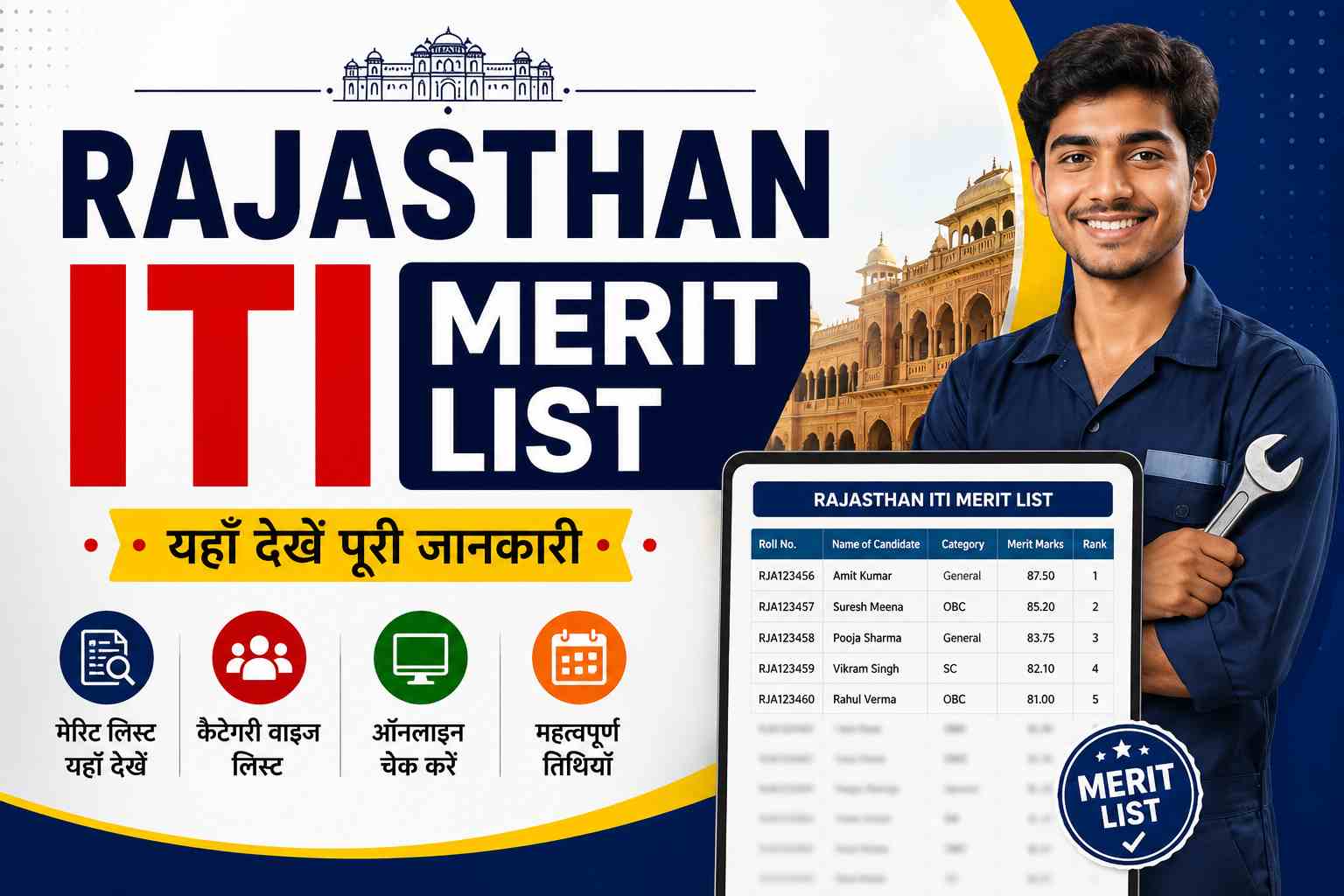 Rajasthan ITI Merit List 2026