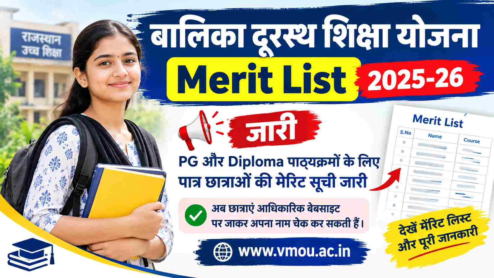 Balika Durasth Shiksha Yojana Merit List