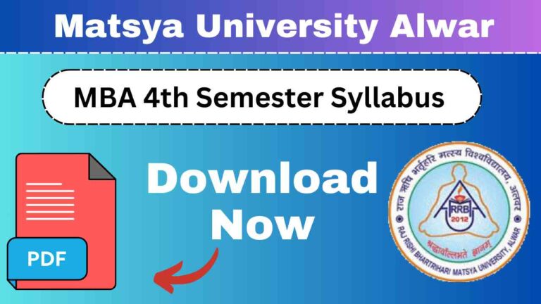 Matsya University MBA 4th Semester Syllabus