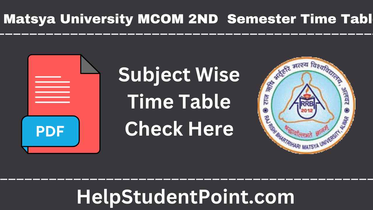Matsya University Mcom 2nd Semester Time Table