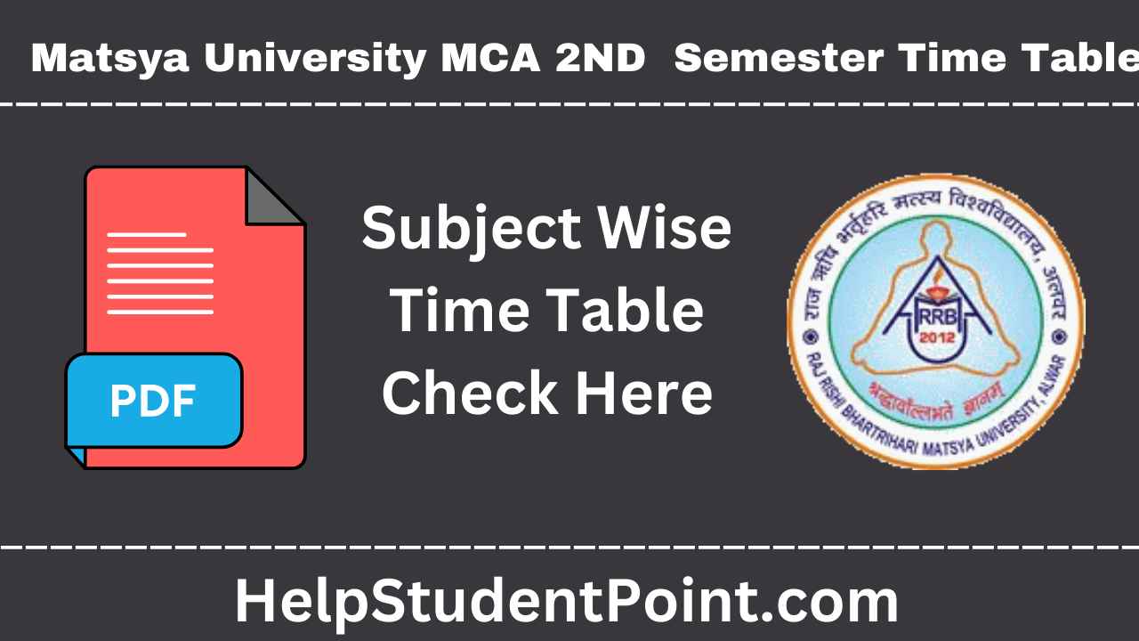 Matsya University MCA 2nd Semester Time Table
