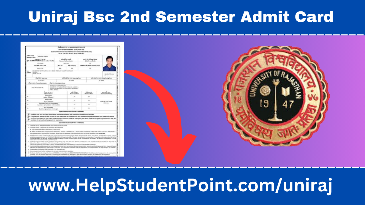 Uniraj Bsc 2nd Semester Admit Card