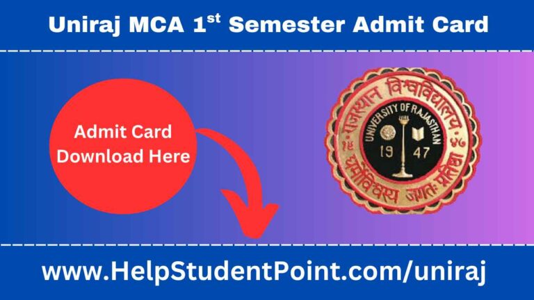 Uniraj MCA 1st Semester Admit Card 2025