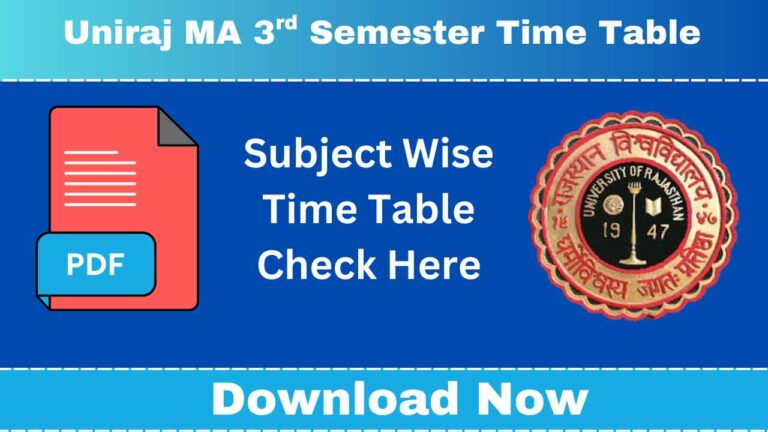 Uniraj MA  3rd Semester Time Table