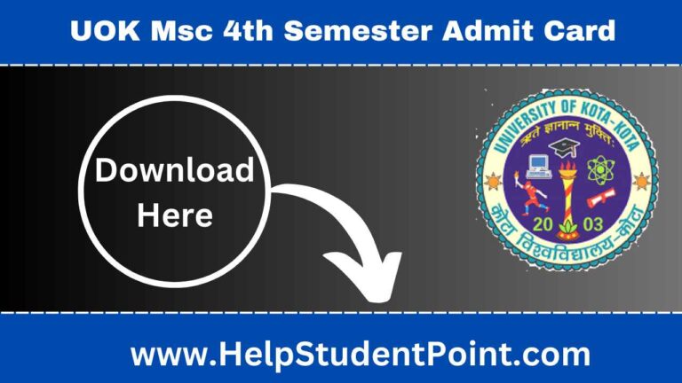 UOK Msc 4th Semester Admit Card