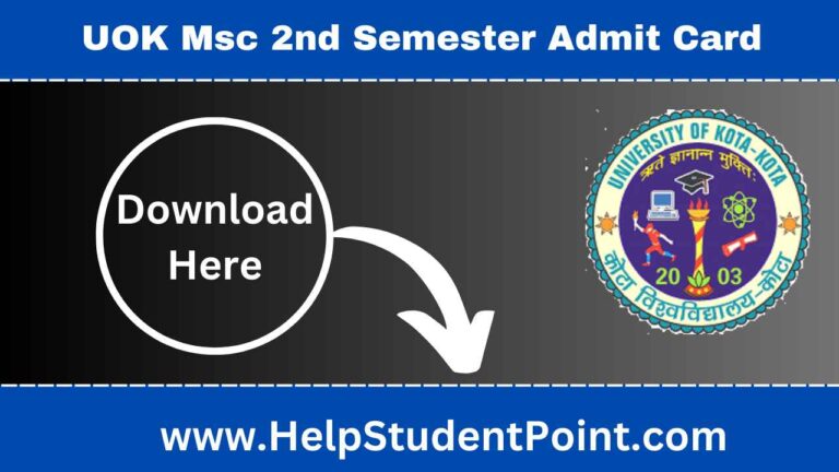 UOK Msc 2nd Semester Admit Card