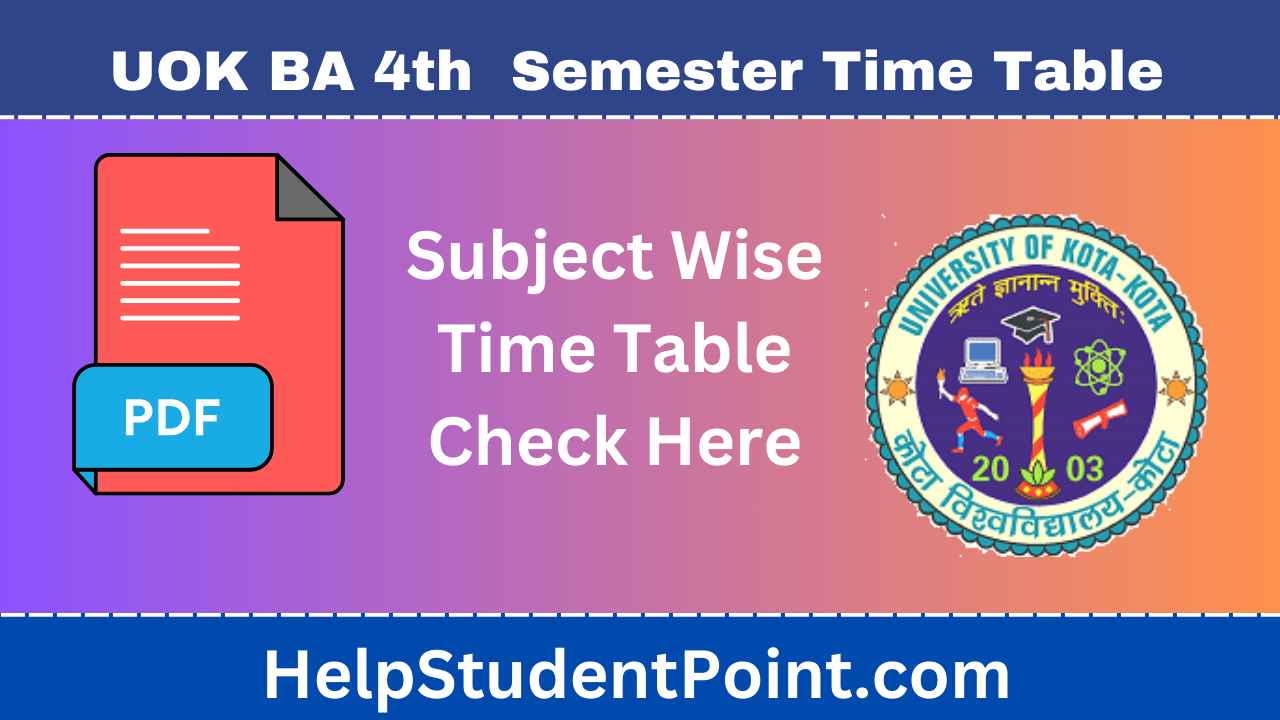 UOK BA 4th Semester Time Table