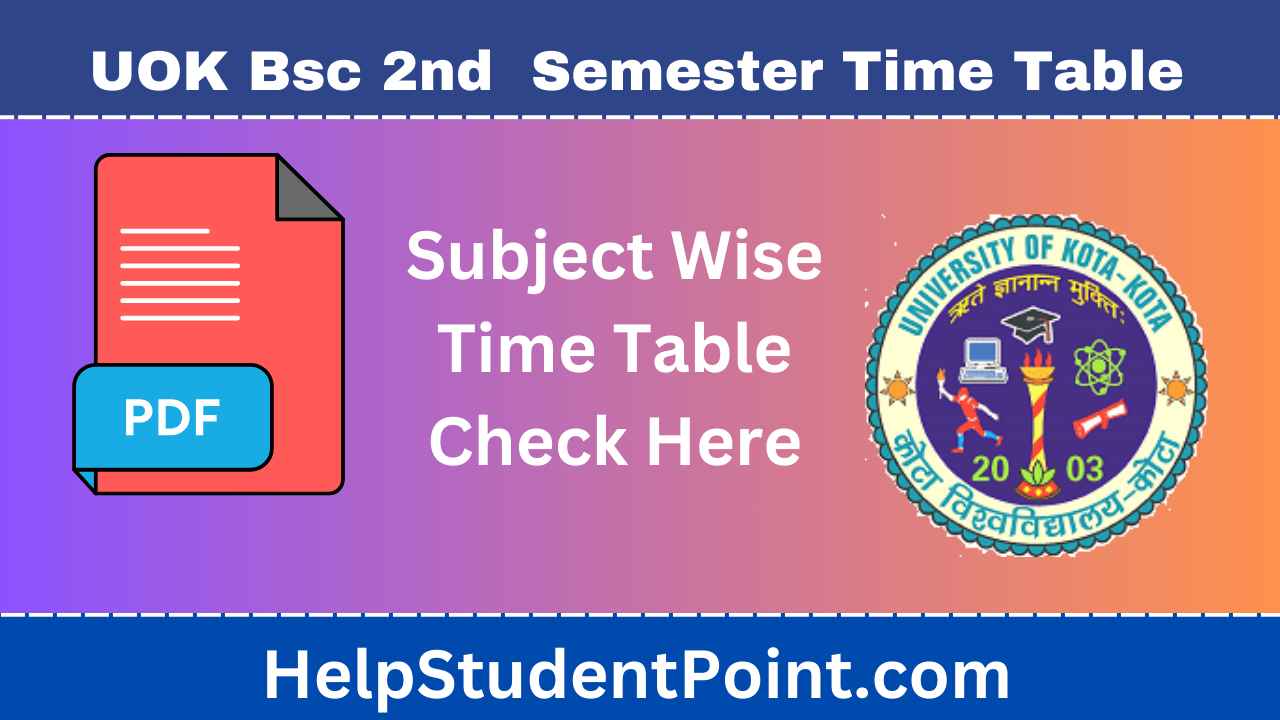 UOK Bsc 2nd Semester Time Table