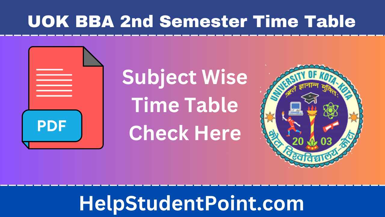 UOK BBA 2nd Semester Time Table