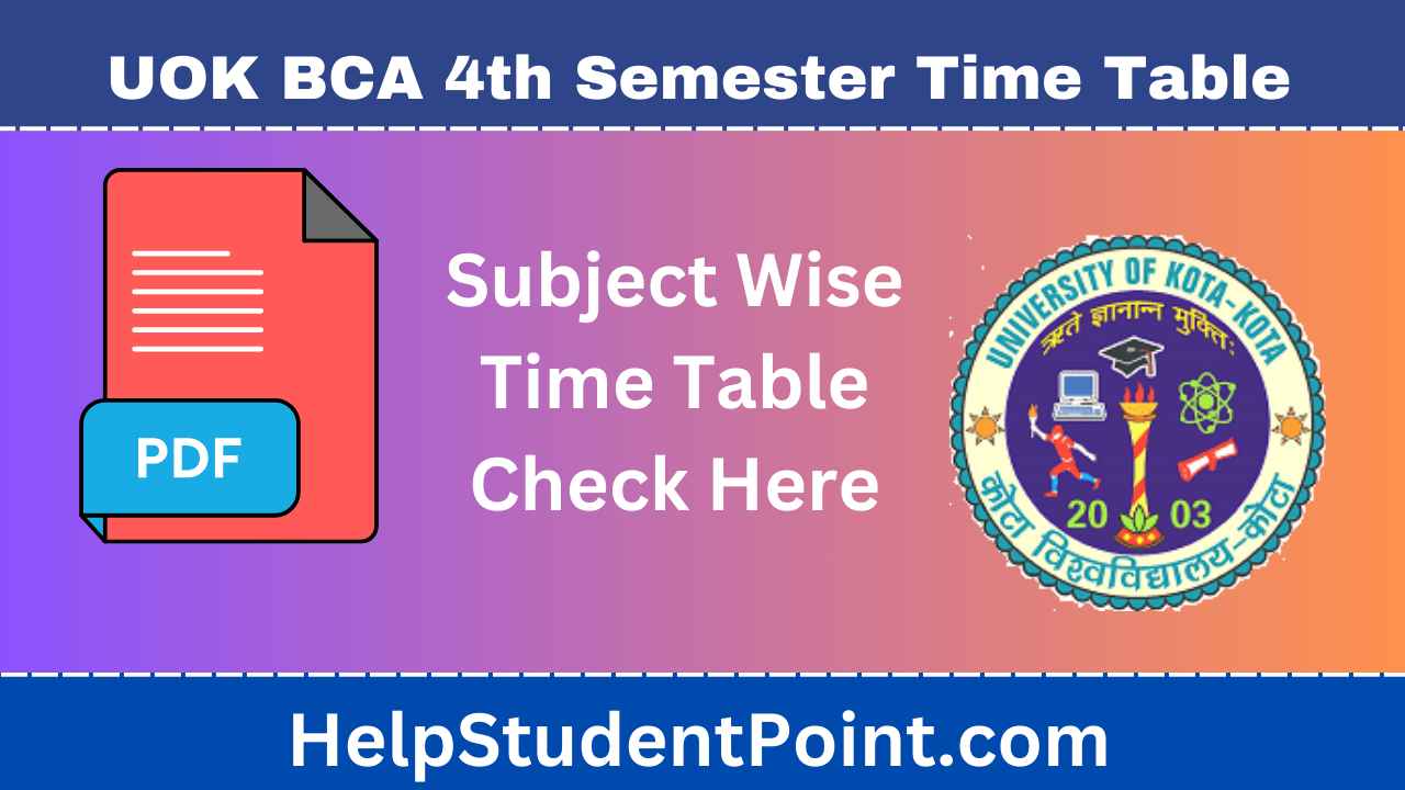 UOK BCA 4th Semester Time Table