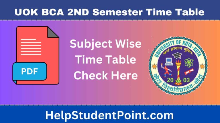 UOK BCA 2nd Semester Time Table