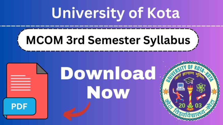 UOK Mcom 3rd Semester Syllabus