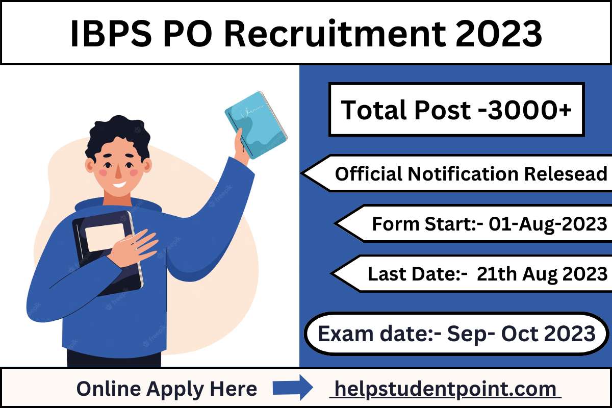 IBPS PO Recruitment 2023:Form Last Date 21th August 2023