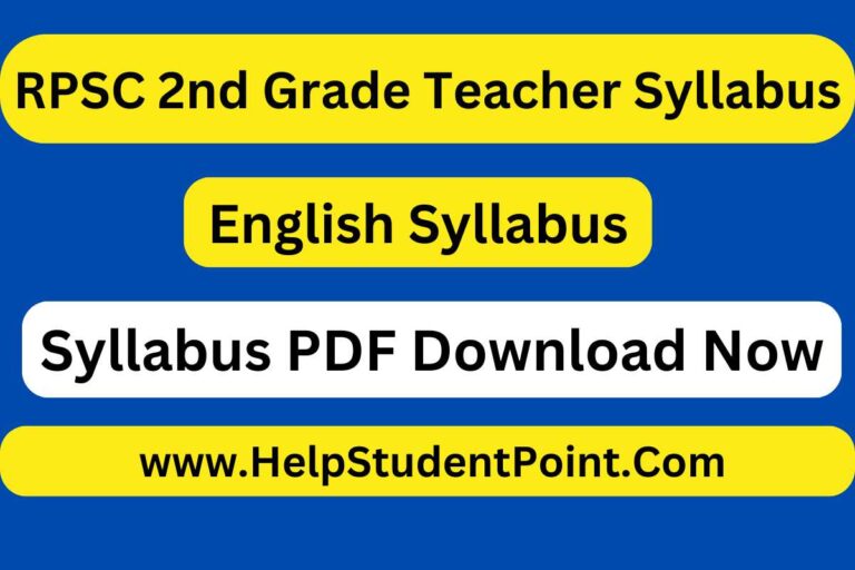 RPSC 2nd Grade Syllabus English Subject PDF Download
