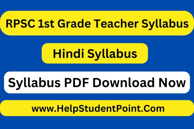 RPSC 1st Grade Teacher Hindi Syllabus 2024