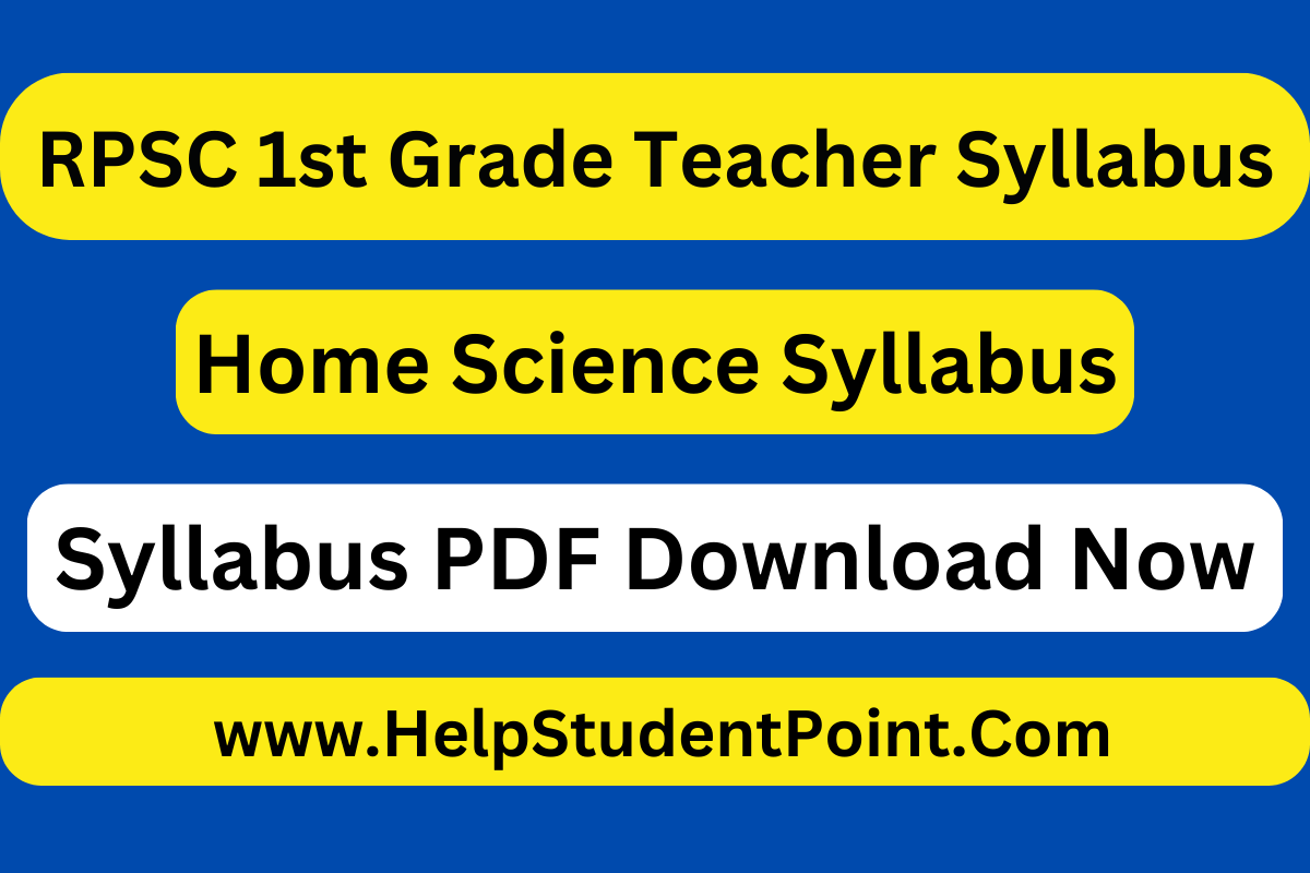 RPSC 1st Grade Teacher Home Science Syllabus 2024