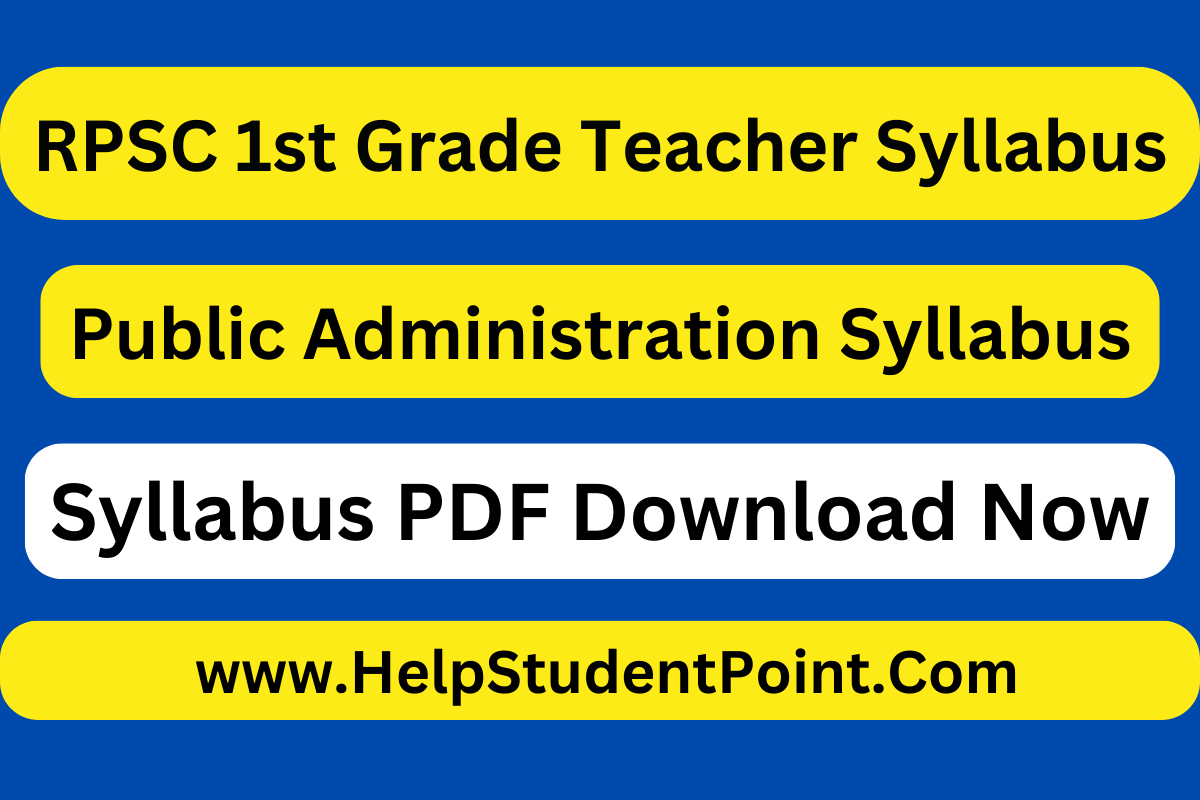 RPSC 1st Grade Teacher Public Administration Syllabus