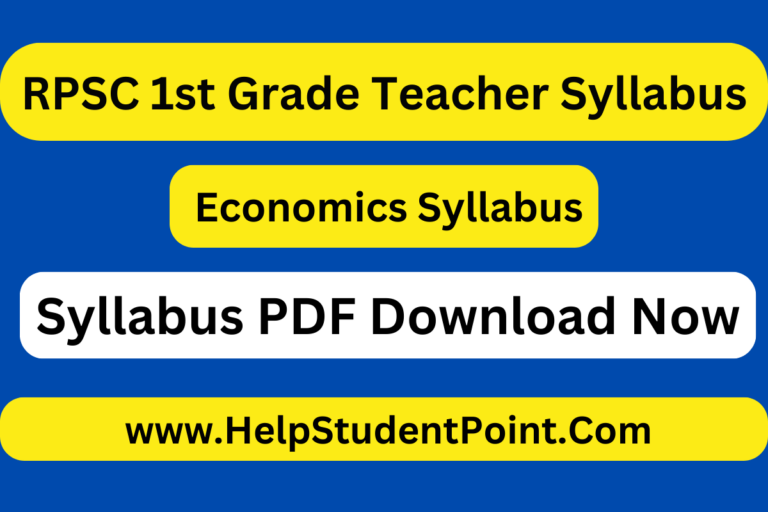 RPSC 1st Grade Teacher Economics Syllabus 2024