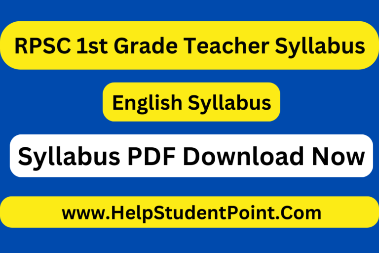 RPSC 1st Grade Teacher English Syllabus 2024