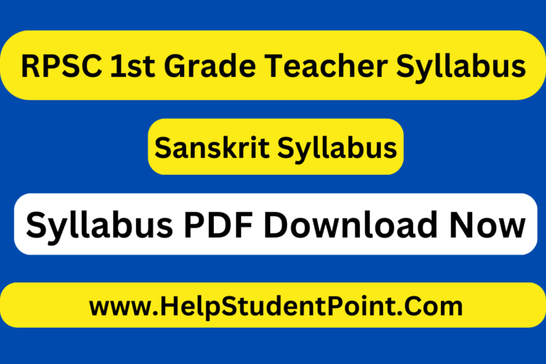 RPSC 1st Grade Sanskrit Syllabus PDF